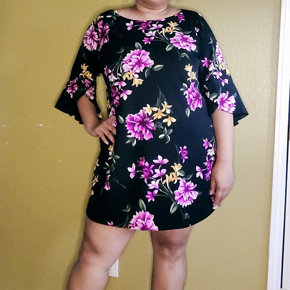 Plus Size Semi-Floral Formal Dress